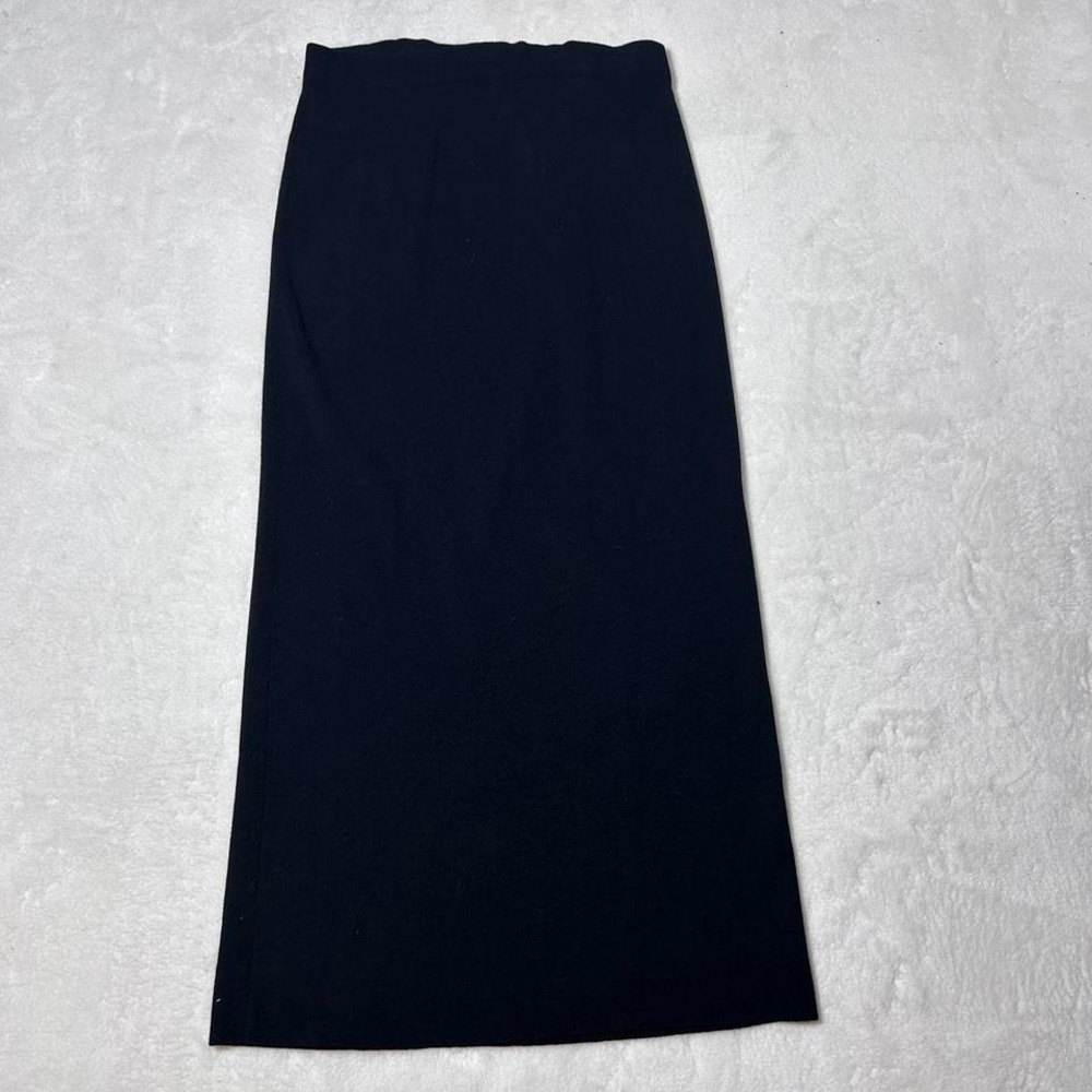 Eileen Fisher Sz XS Wool Italian Yarn Maxi Pencil Skirt Black‎ Casual Minimalist